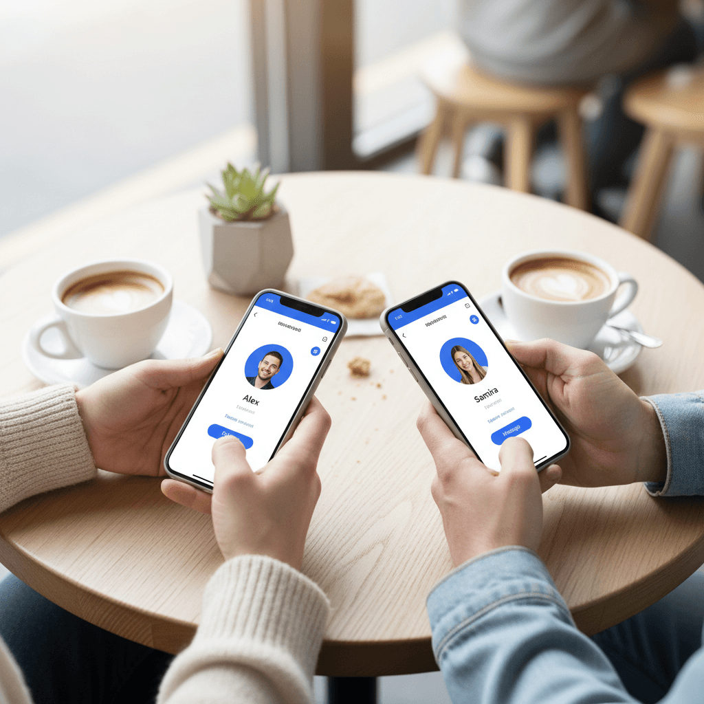 Person scrolling through dating profiles on a smartphone